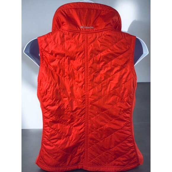 Columbia Women XL Quilted Fleece Zip Front Vest Red Lightweight Outdoor Layering - Picture 3 of 10
